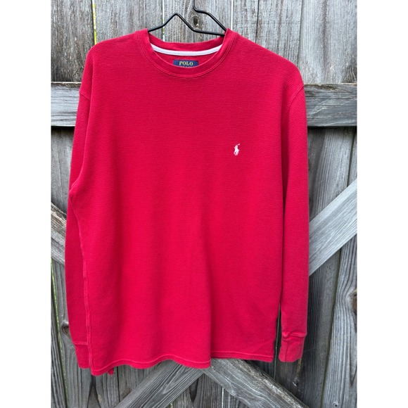 Polo Ralph Lauren Other - Polo Ralph Lauren Mens XL Red Waffle Knit Thermal Long‎ Sleeve Crewneck Shirt